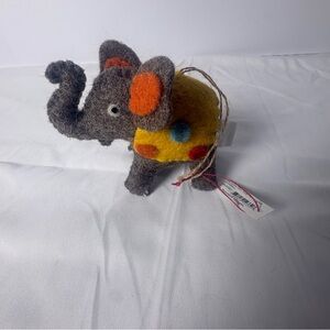 Ten Thousand Villages Felt Elephant with Red and Yellow Accents